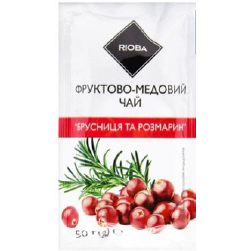 Чай фруктово-медовий Rioba концентрат Брусниця та розмарин 50г