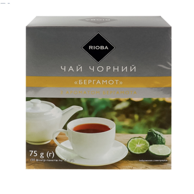 Чай Rioba Бергамот чорний дрібний з аромат бергамотa 50*1.5г