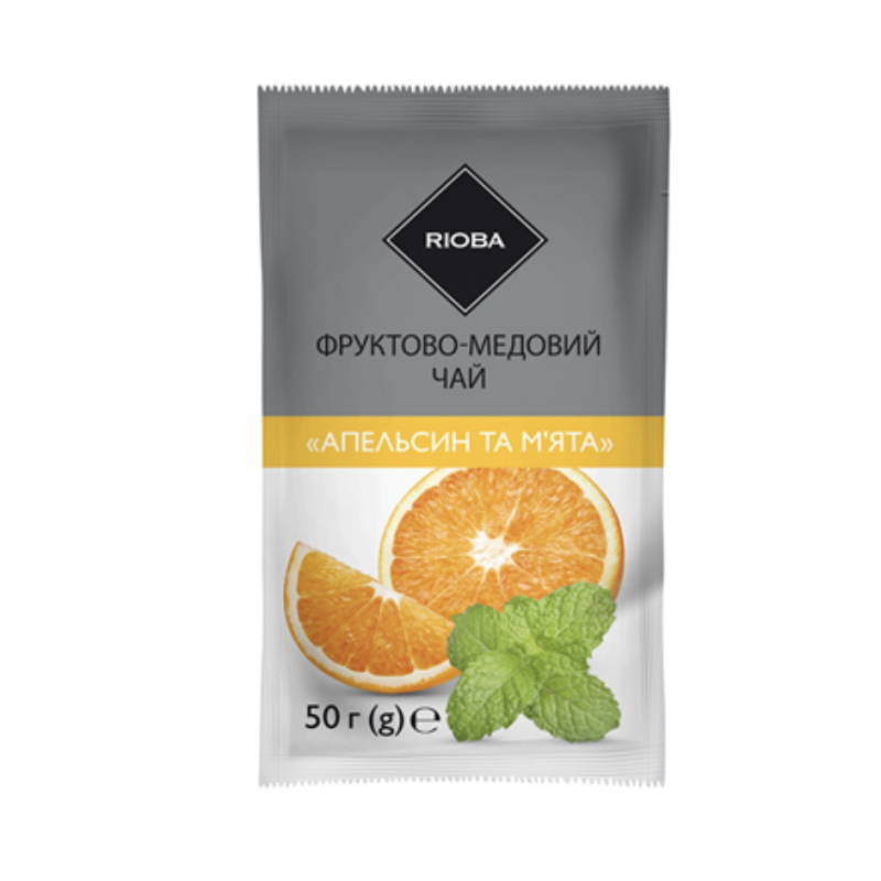 Чай Rioba фруктово-медовий Апельсин та М`ята 50г 12шт упаковка